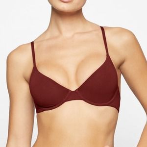 NWT‎ SKIMS Cotton Jersey T-Shirt Bra Sangria 46DD
